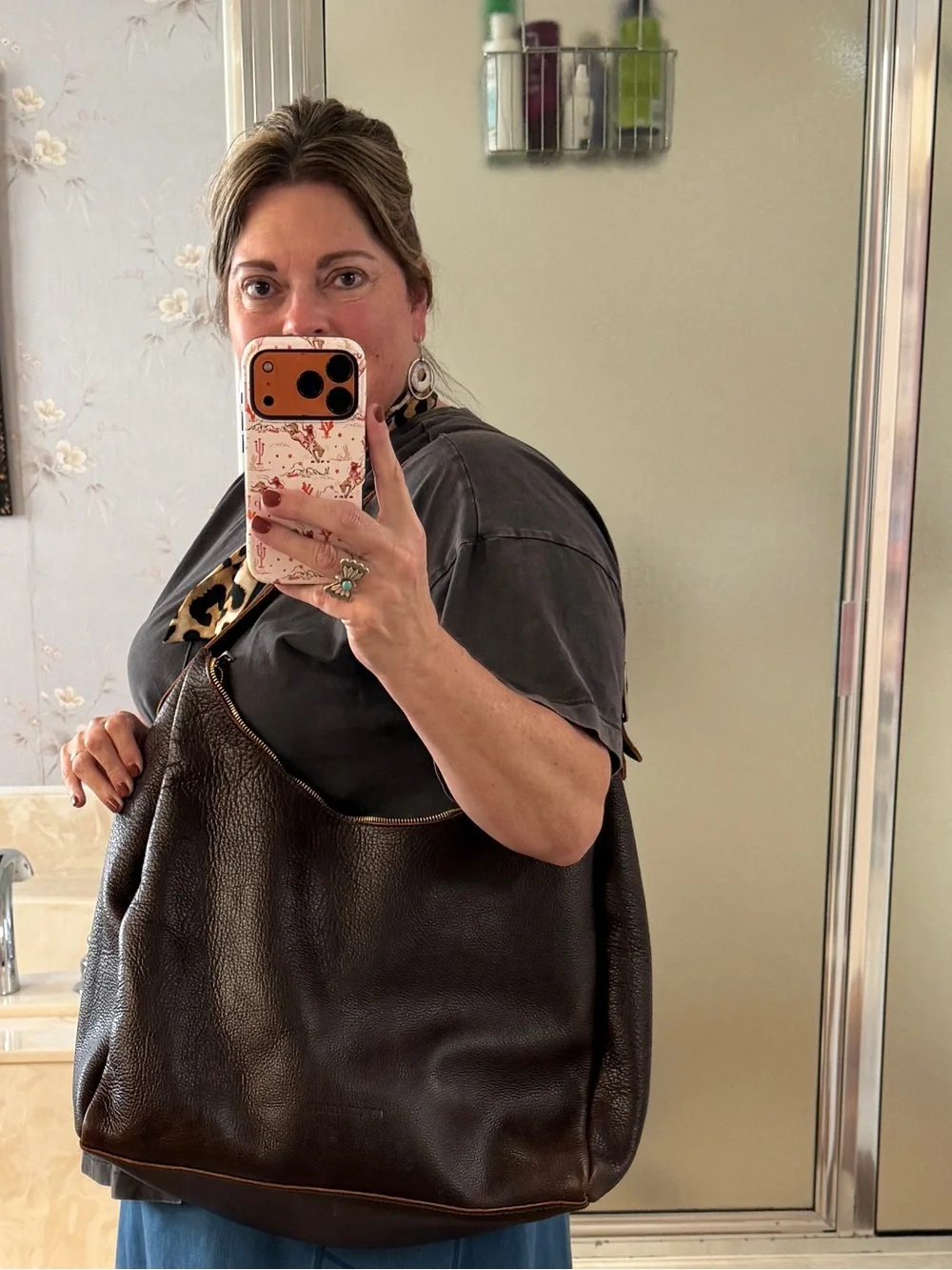 Portland leather….Leather Shoulder Hobo Bag in Dark Brown-espresso.